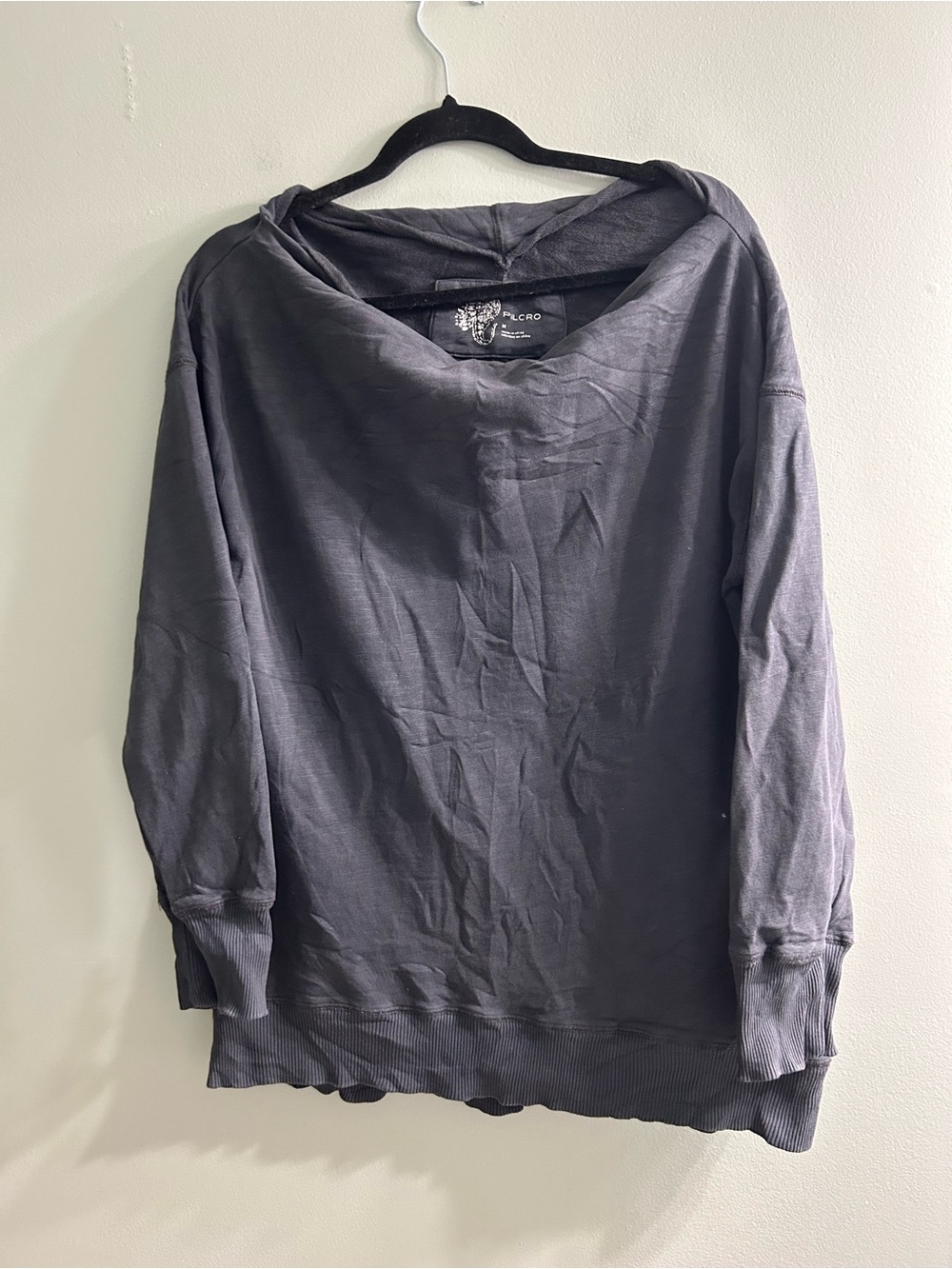 Pilcro by Anthropologie charcoal grey drape neck women's sweater